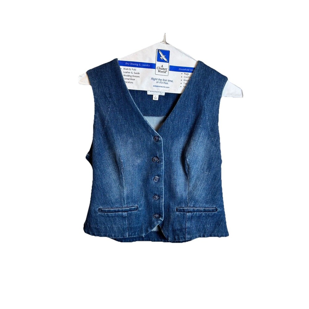 Evereve “Sierra” Medium Wash Denim Vest Size L - Picture 3 of 5